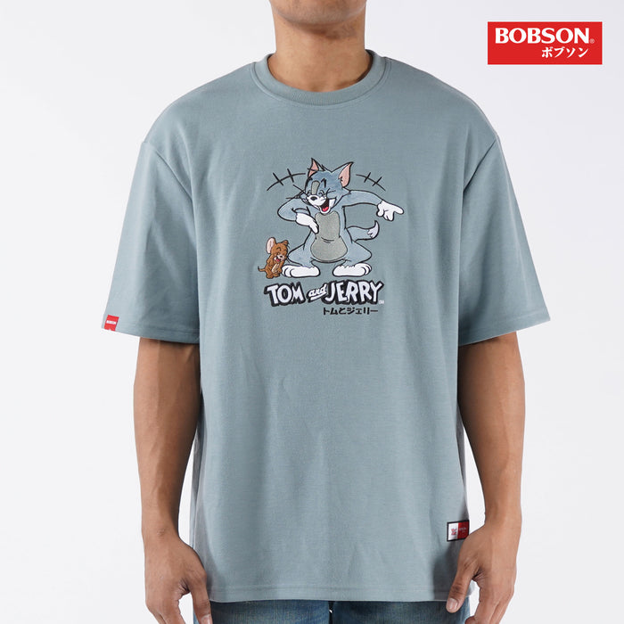 Bobson Japanese X Tom and Jerry Men's Basic Oversized T shirt for Men Trendy Fashion High Quality Apparel Comfortable Casual Top for Men Oversized 131866 (Gray)