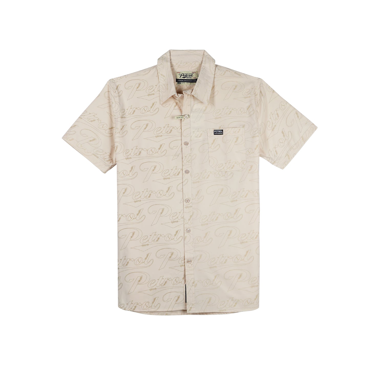Petrol Basic Woven for Men Slim Fitting Shirt Trendy fashion Casual Top T-shirt for Men 136239 (Beige)