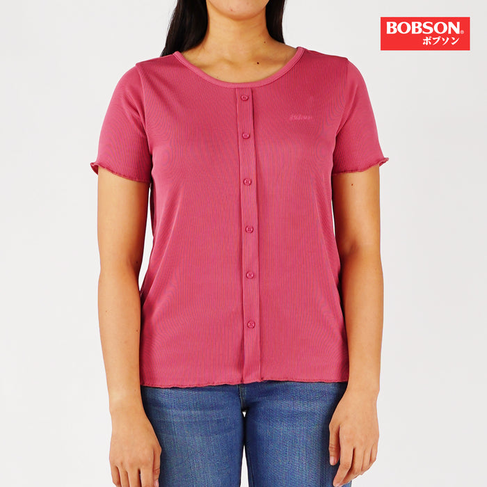 Bobson Japanese Ladies Basic Tees for Women Trendy fashion High Quality Apparel Comfortable Casual Top for Women Regular Fit 143112-U (Old Rose)