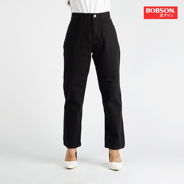 Bobson Japanese Ladies Basic Denim Mom Pants for Women Trendy fashion High Quality Apparel Comfortable Casual Jeans for Women 146135-U (Black)