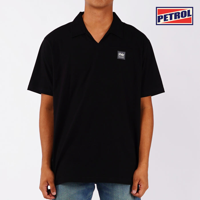 Petrol Basic Collared for Men Regular Fitting CVC Jersey Fabric Trendy fashion Casual Top Black Polo shirt for Men 144886 (Black)