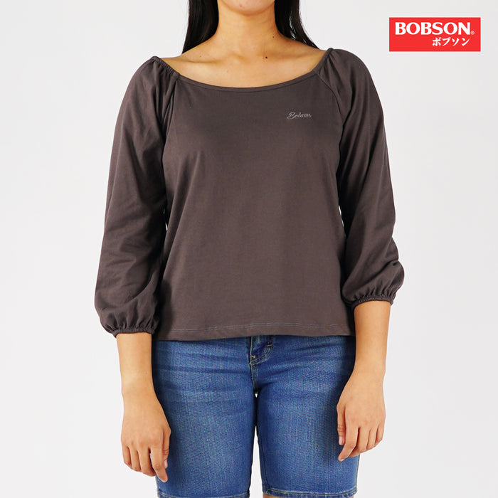 Bobson Japanese Ladies Basic 3/4 Tees for Women Trendy fashion High Quality Apparel Comfortable Casual Top for Women Relaxed Fit 142362 (Pavement)