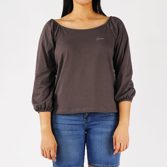 Bobson Japanese Ladies Basic 3/4 Tees for Women Trendy fashion High Quality Apparel Comfortable Casual Top for Women Relaxed Fit 142362 (Pavement)
