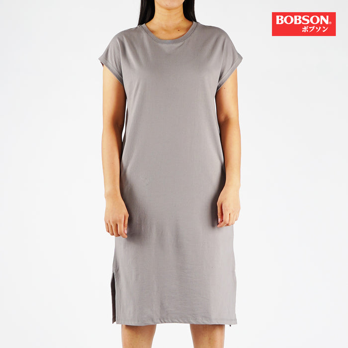 Bobson Japanese Ladies Basic Dress for Women Trendy fashion High Quality Apparel Comfortable Casual Dress for Women Regular Fit 140737 (Gray)