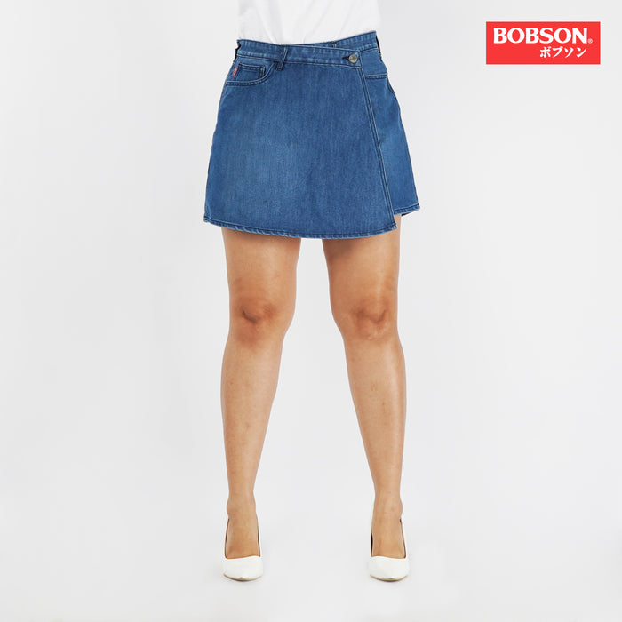 Bobson Japanese Ladies Basic Denim Skort for Women Trendy fashion High Quality Apparel Comfortable Casual short for Women 151303 (Light shade)