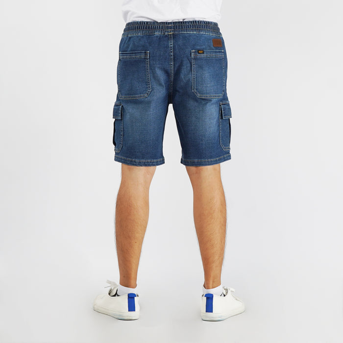 Stylistic Mr. Lee Men's Basic Denim Cargo Short for Men Trendy Fashion High Quality Apparel Comfortable Casual Short for Men Mid Waist 153988 (Medium Shade)