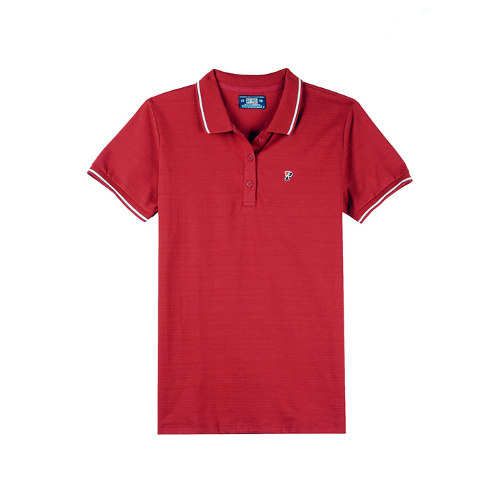 Petrol Basic Collared Shirt for Ladies Regular Fitting Missed Lycra Fabric Trendy fashion Casual Top Crimson Polo shirt for Ladies 116019 (Crimson)