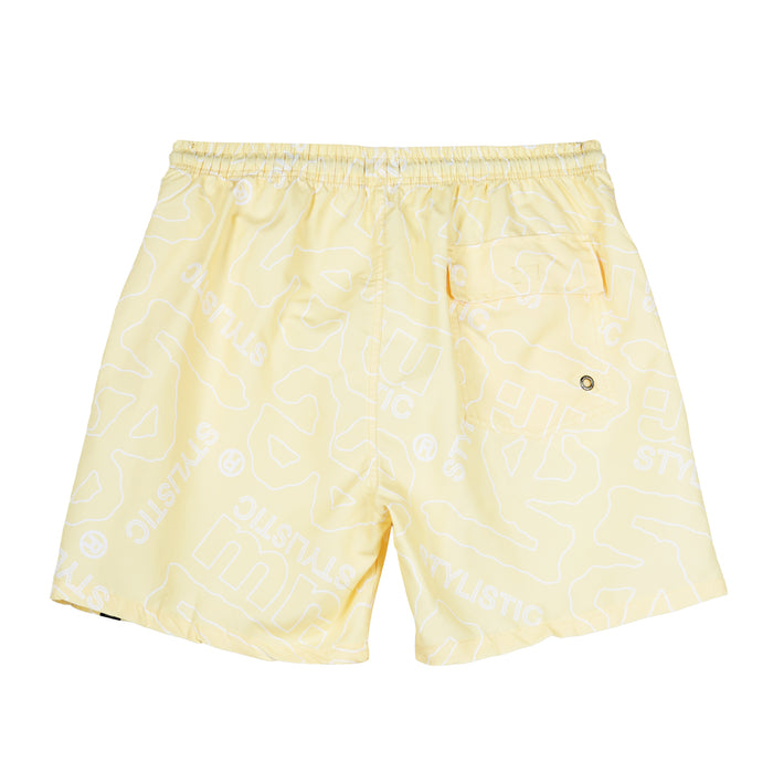 Stylistic Mr. Lee Men's Basic Non-Denim Swim short for Men Trendy Fashion High Quality Apparel Comfortable Casual Short for Men Mid Waist 127824 (Light Yellow)