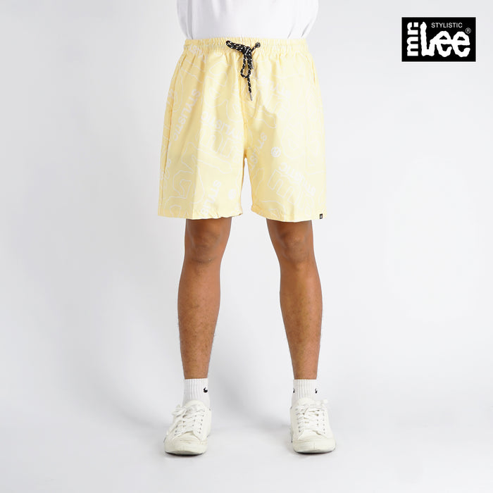 Stylistic Mr. Lee Men's Basic Non-Denim Swim short for Men Trendy Fashion High Quality Apparel Comfortable Casual Short for Men Mid Waist 127824 (Light Yellow)