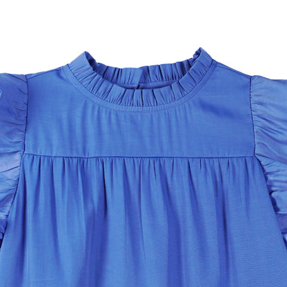 RRJ Basic Woven for Ladies Regular Fitting Shirt Trendy fashion Casual Top Blue Woven for Ladies 154272 (Blue)