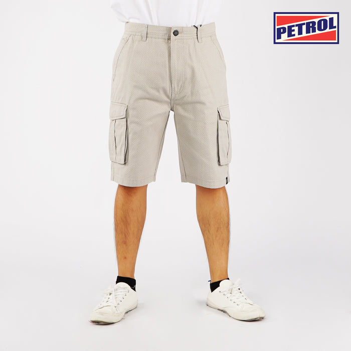 Petrol Basic Non-Denim Cargo Short for Men Regular Fitting Garment Wash Fabric Casual Short Cargo Short for Men 129799 (Gray)