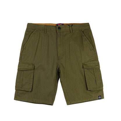 Petrol Basic Non-Denim Cargo Short for Men Regular Fitting Garment Wash Fabric Casual Short Cargo Short for Men 129788 (Fatigue)
