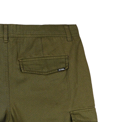 Petrol Basic Non-Denim Cargo Short for Men Regular Fitting Garment Wash Fabric Casual Short Cargo Short for Men 129788 (Fatigue)