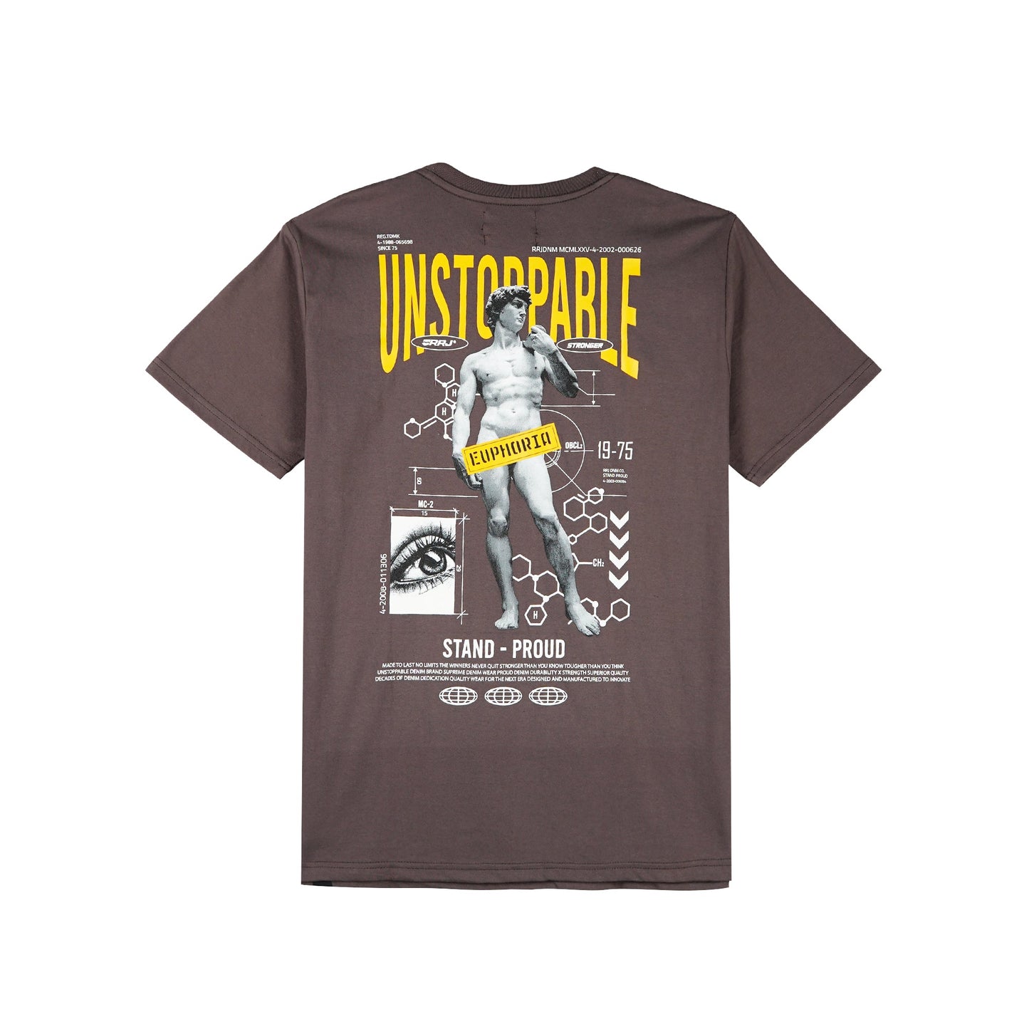 RRJ Basic Tees for Men Semi Body Fitting Shirt With Back Print Graphic CVC Jersey Fabric Round Neck Trendy fashion Casual Top Pavement T-shirt for Men 148084-U (Pavement)