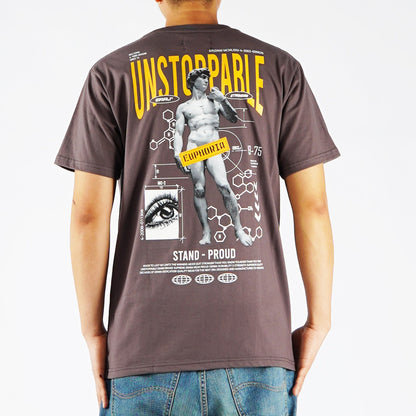 RRJ Basic Tees for Men Semi Body Fitting Shirt With Back Print Graphic CVC Jersey Fabric Round Neck Trendy fashion Casual Top Pavement T-shirt for Men 148084-U (Pavement)