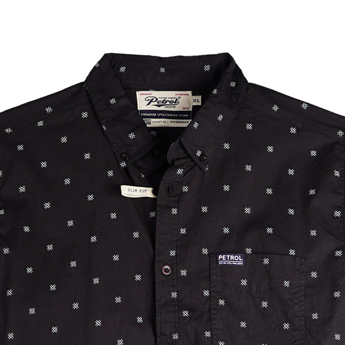 Petrol Basic Woven for Men Slim Fitting Shirt Trendy fashion Casual Top shirt for Men 154513 (Black)