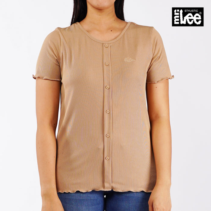 Stylistic Mr. Lee Ladies Basic Tees for Women Trendy Fashion High Quality Apparel Comfortable Casual Tops for Women Regular Fit 132107-U (Beige)