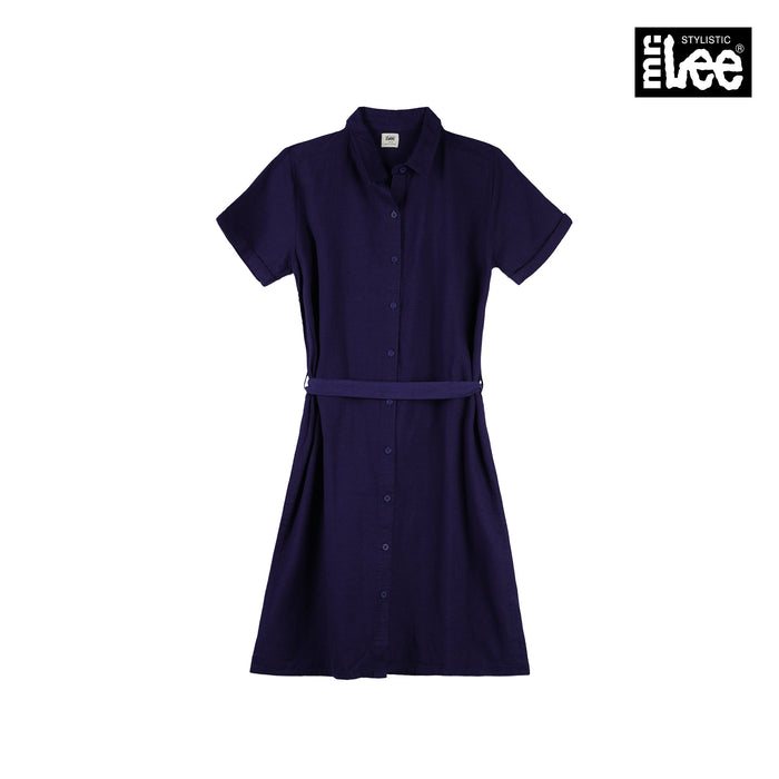 Stylistic Mr. Lee Ladies Basic Button down Dress for Women Trendy Fashion High Quality Apparel Comfortable Casual Dress for Women Regular Fit 141136 (Navy)