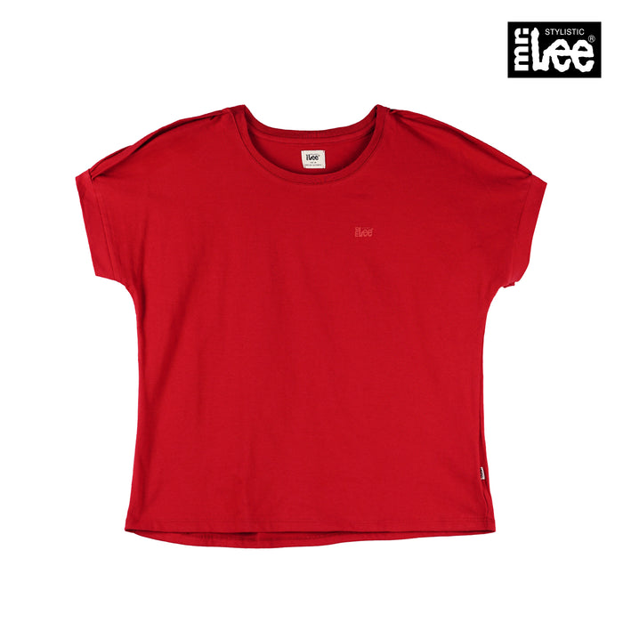 Stylistic Mr. Lee Ladies Basic Tees for Women Trendy Fashion High Quality Apparel Comfortable Casual Tops for Women Boxy Fit 144288-U (Red)
