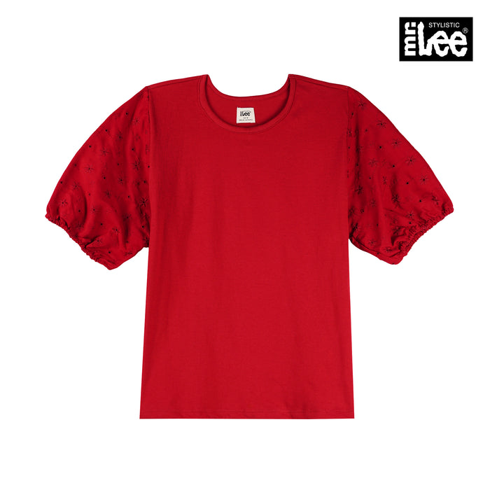 Stylistic Mr. Lee Ladies Basic Tees for Women Trendy Fashion High Quality Apparel Comfortable Casual Tops for Women Relaxed Fit 144193 (Red)