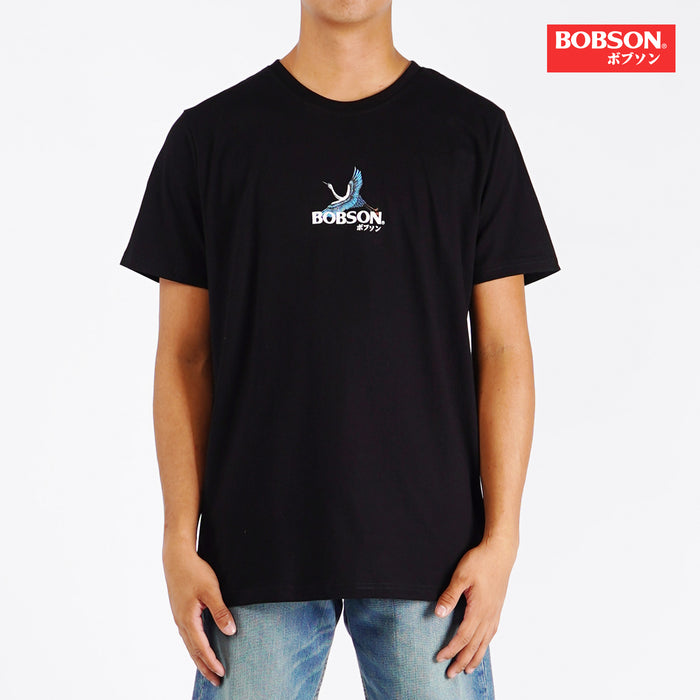Bobson Japanese Men's Basic Tees for Men with Back Print Trendy Fashion High Quality Apparel Comfortable Casual Top for Men Comfort Fit 136383 (Black)