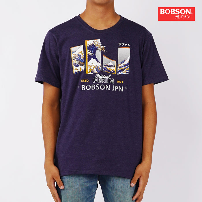 Bobson Japanese Men's Basic Tees for Men Trendy Fashion High Quality Apparel Comfortable Casual Top for Men Comfort Fit 130489 (Heather Navy)