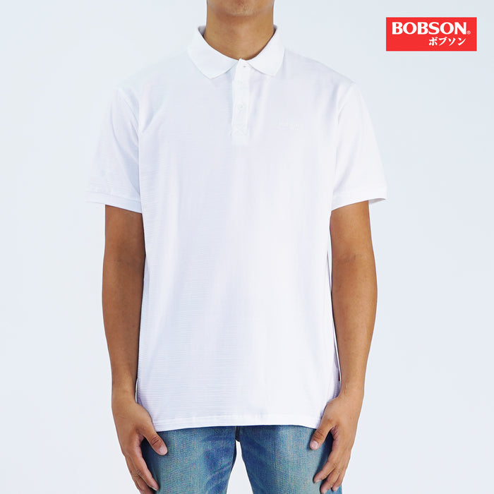 Bobson Japanese Men's Basic Collared shirt for Men Missed Lycra Fabric Trendy Fashion High Quality Apparel Comfortable Casual Polo shirt for Men Slim Fit 152332 (White)