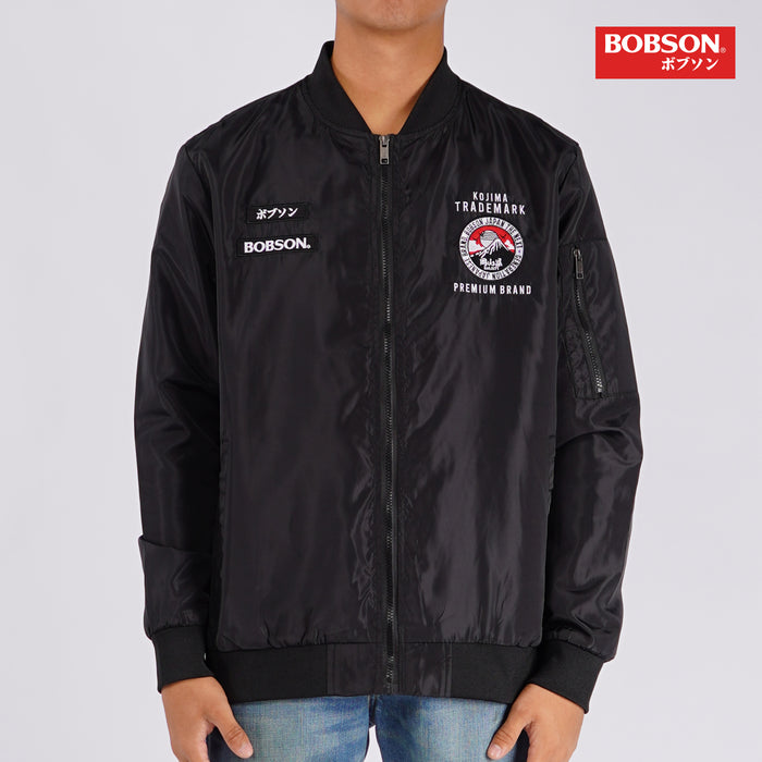 Bobson Japanese Men's Basic Bomber Jacket for Men Trendy Fashion High Quality Apparel Comfortable Casual Jacket for Men Regular Fit 131715 (Black)