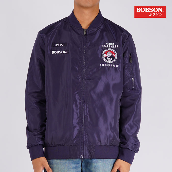 Bobson Japanese Men's Basic Bomber Jacket for Men Trendy Fashion High Quality Apparel Comfortable Casual Jacket for Men Regular Fit 131715 (Navy)