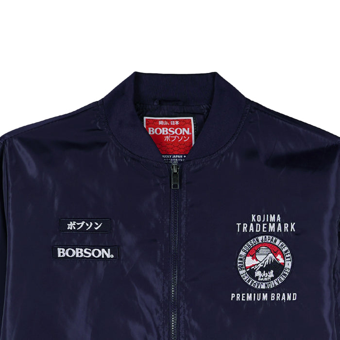 Bobson Japanese Men's Basic Bomber Jacket for Men Trendy Fashion High Quality Apparel Comfortable Casual Jacket for Men Regular Fit 131715 (Navy)