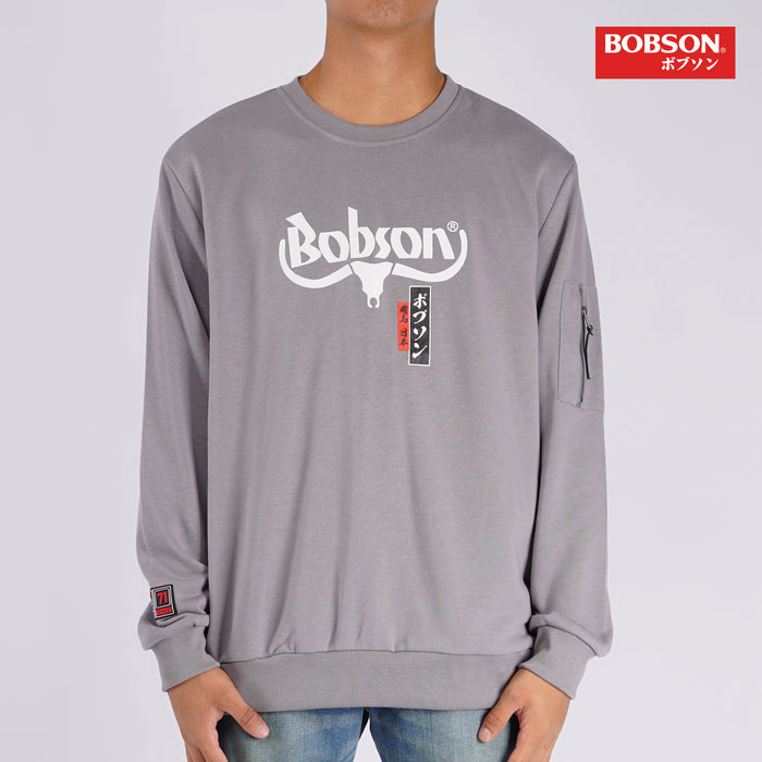Bobson Japanese Men's Basic Jacket Long Sleeve Sweat shirt for Men Trendy Fashion High Quality Apparel Comfortable Casual Sweater Jacket for Men Regular Fit 118348 (Gray)