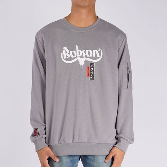 Bobson Japanese Men's Basic Jacket Long Sleeve Sweat shirt for Men Trendy Fashion High Quality Apparel Comfortable Casual Sweater Jacket for Men Regular Fit 118348 (Gray)