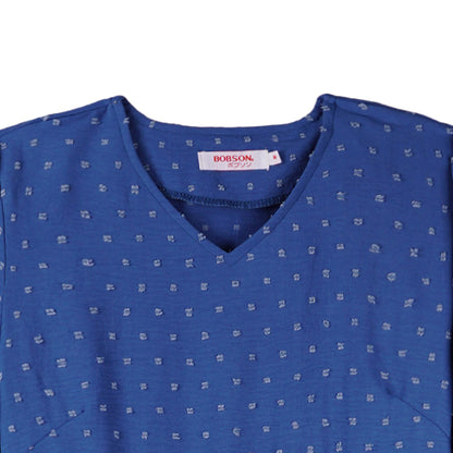 Bobson Japanese Ladies Basic Dress for Women Trendy fashion High Quality Apparel Comfortable Casual Dress for Women Regular Fit 148443 (Blue)