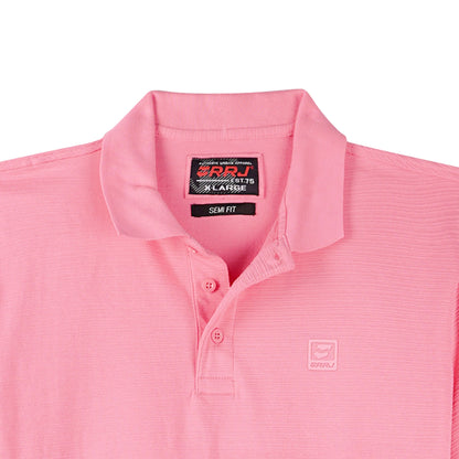 RRJ Basic Collared for Men Semi Body Fit Missed Lycra Fabric Trendy fashion Casual Top Pink Polo shirt for Men 114482 (Pink)