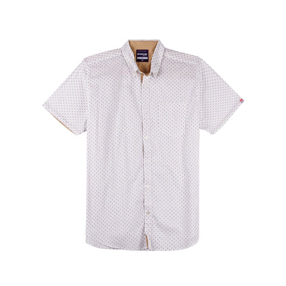 Bobson Japanese Men's Basic Woven Button Down Short Sleeve Shirt for Men Trendy Fashion High Quality Apparel Comfortable Casual Polo for Men Slim Fit 154738 (White)