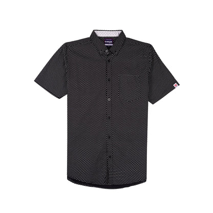 Bobson Japanese Men's Basic Woven Button Down Short Sleeve Shirt for Men Trendy Fashion High Quality Apparel Comfortable Casual Polo for Men Slim Fit 154711 (Black)
