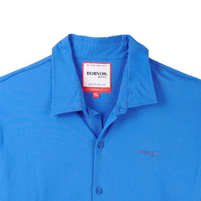 Bobson Japanese Men's Basic Woven Button Down Shirt Regular Fit 141981 (Princess Blue)