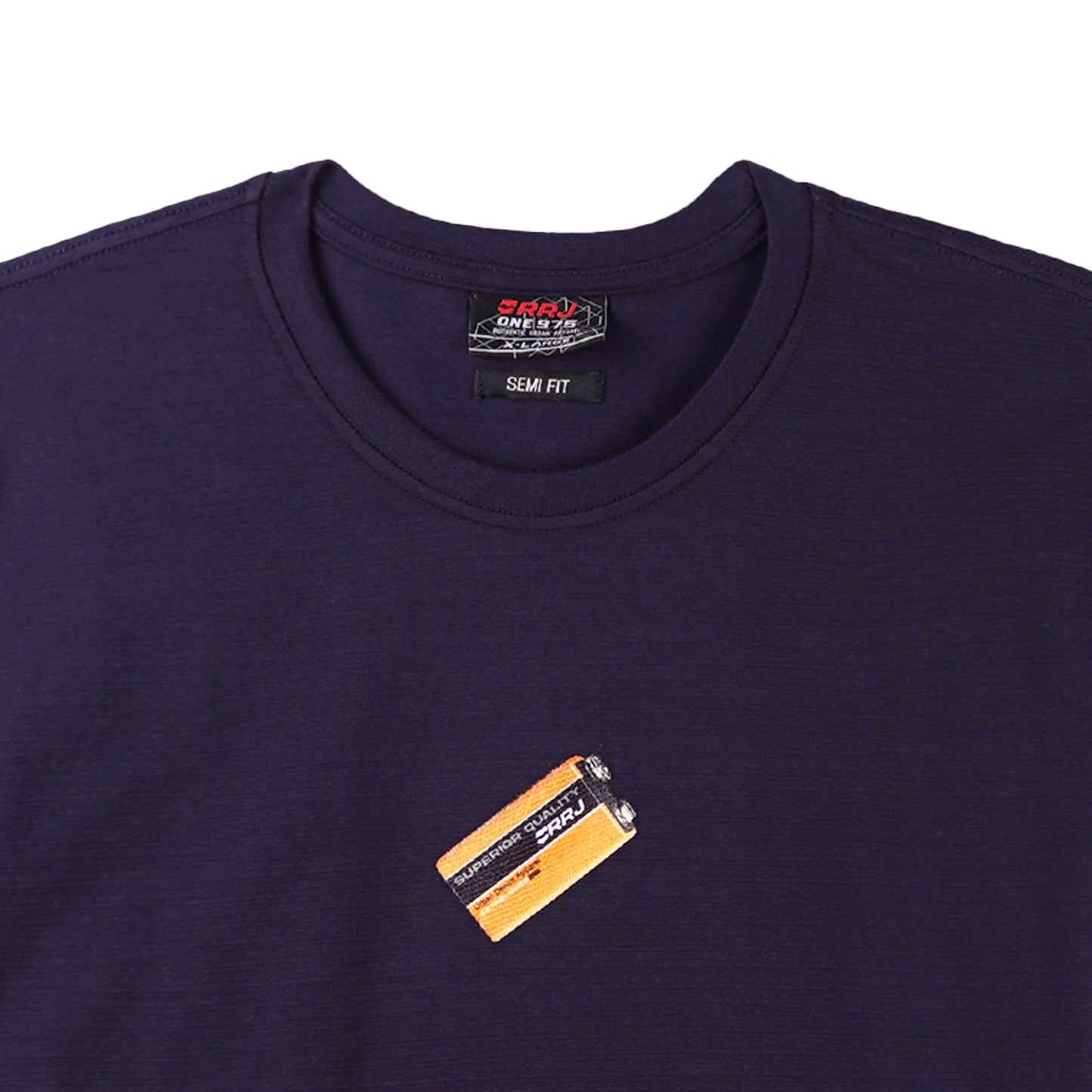RRJ Basic Tees for Men Semi Body Fitting Missed Lycra Fabric 150602 (Navy Blue)
