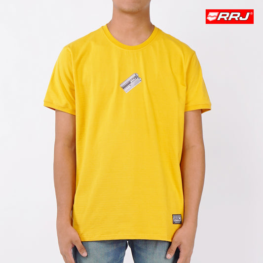 RRJ Basic Tees for Men Semi Body Fitting Missed Lycra Fabric Trendy fashion High Quality Apparel Comfortable Casual Top Yellow T-shirt for Men 150602 (Yellow)