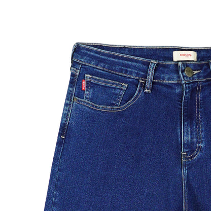 Bobson Japanese Ladies Basic Denim Baggy Jeans 153960 (Medium Shade)