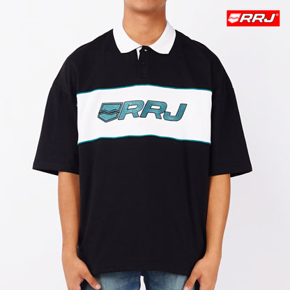 RRJ Basic Collared for Men Oversized Fitting Terry Fabric Trendy fashion Casual Top Black Polo shirt for Men 135973 (Black)