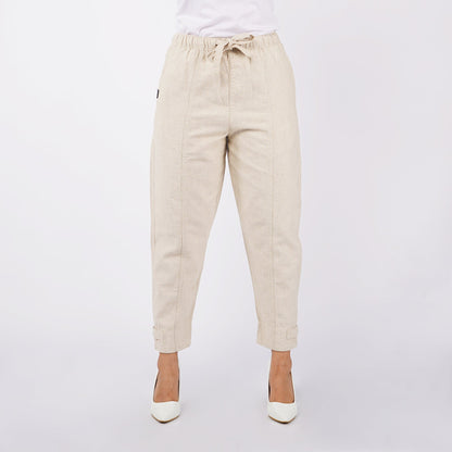 Bobson Japanese Ladies Basic Non-Denim Drawstring Pants 154422-U (Beige)