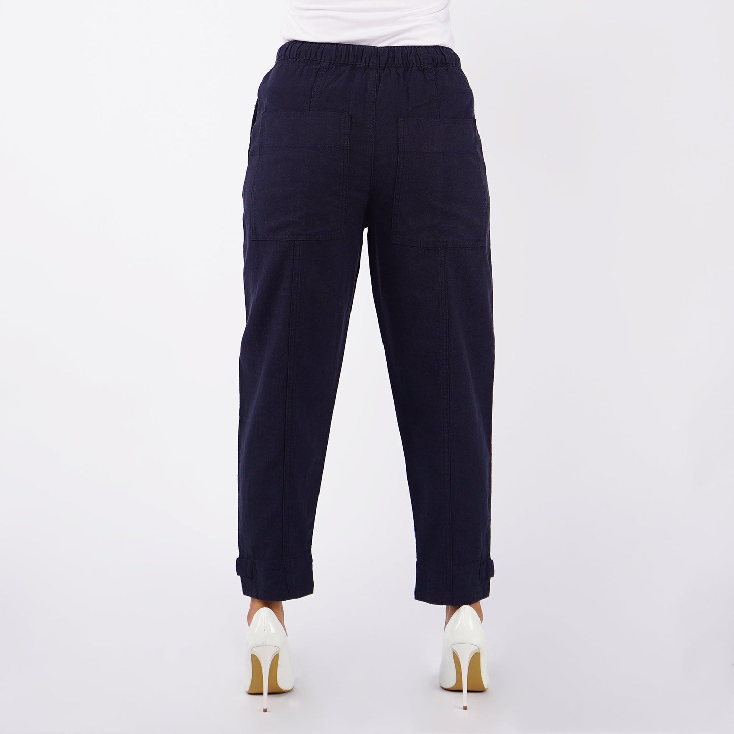 Bobson Japanese Ladies Basic Non-Denim Drawstring Pants 154422-U (Navy)
