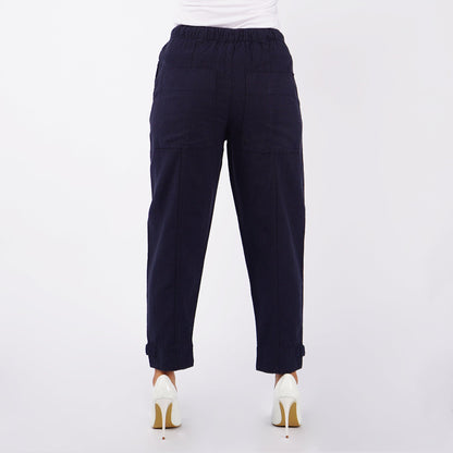 Bobson Japanese Ladies Basic Non-Denim Drawstring Pants 154422-U (Navy)