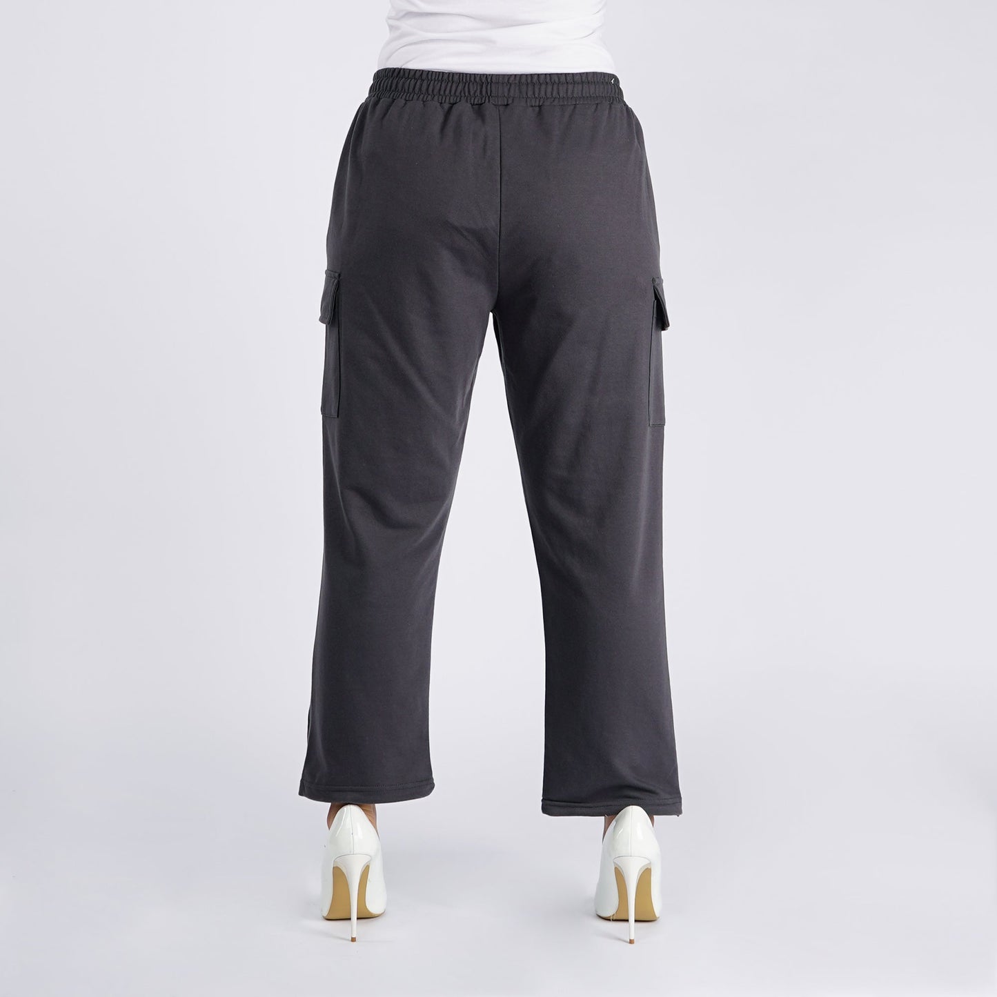 Bobson Japanese Ladies Basic Non-Denim Drawstring Pants 154461-U (Dark Gray)