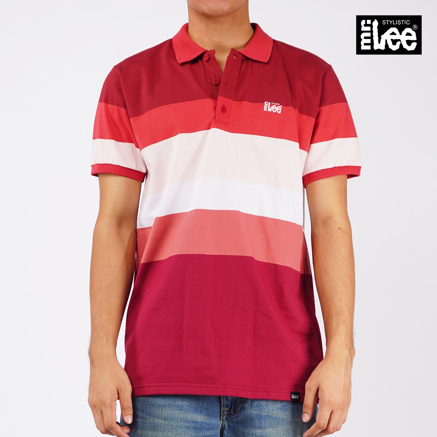 Stylistic Mr. Lee Men's Basic Collared Shirt Semi body Fit 108413 (Red)