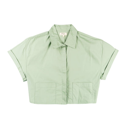 Petrol Basic Woven Ladies Boxy Fitting Shirt 150562 (Mosstone)