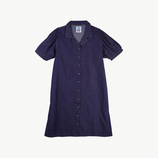 RRJ Ladies' Modified Dress Relaxed Fitting Blouse Chambray Fabric 136950 (Dark Blue)