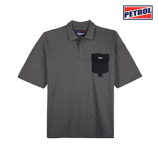Petrol Men's Basic Collared Oversize Fitting 135767 (Charcoal)