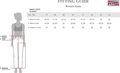  Petrol Ladies' Basic Denim Baggy Jeans for Ladies Trendy Fashion High Quality Apparel Comfortable Casual Mid Waist Pants for Ladies 154031 (Dark Shade)